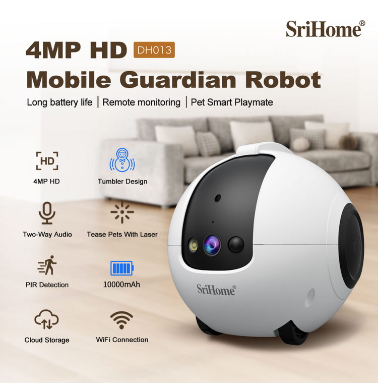 دوربین پت کمرا وای فای Srihome DH013 4MP سری هوم مراقبت از حیوان خانگیتان از هرجا که باشید.دوسال گارانتی اصلی + ۶ ماه خدمات رایگان و ارسال رایگان به سراسر کشور