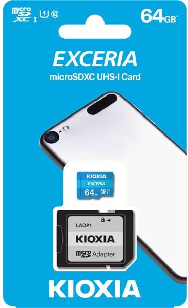 کارت حافظه MicroSDHC کیوکسیا مدل EXCERIA کلاس 10 استاندارد UHS-I U1 سرعت 100 مگابایت بر ثانیه ظرفیت ۶۴ گیگابایت به همراه آداپتور SD